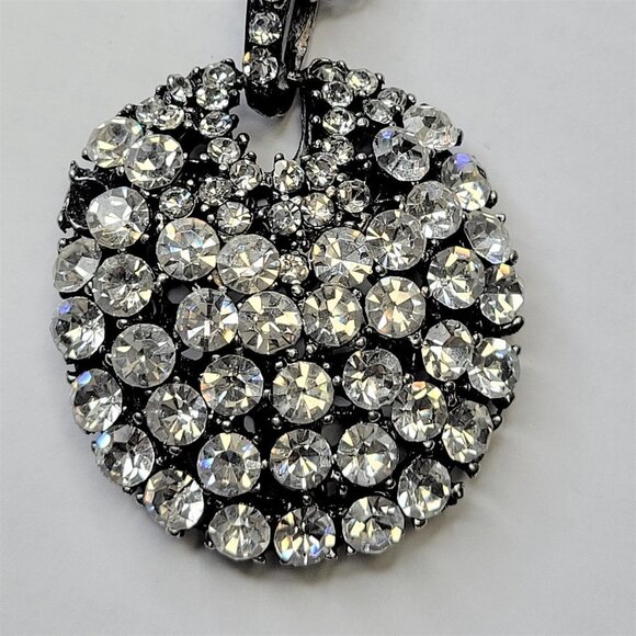 Crystal Glitter Pendant Necklace, Long Silver Tone Necklace - Picture 2 of 13